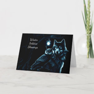 Carte Solstice d'hiver Yule bénissant avec le hibou et l