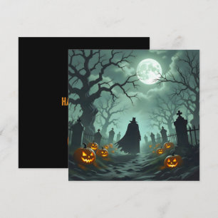 Carte Sombre Halloween nuit Éffrayant cimetière paysage