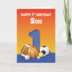 Carte Son 1er Anniversaire Sports Balls