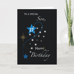 Carte Son 27e Anniversaire Star Inspirational Bleu & Noi