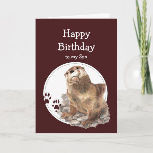 Carte Son Anniversaire Otter Funny Animal Texte Personna
