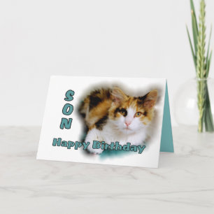Carte Son Joyeux Anniversaire Calico Cat Card