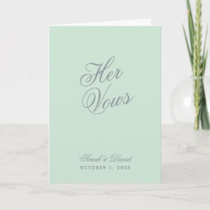 Carte Son livre de vœux de mariage simple vert menthe Vo