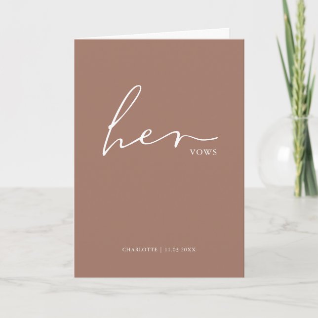 Carte Son Vows Card Minimalist Script Vows Dusty Rose (Devant)