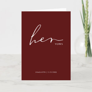 Carte Son Vows Card Minimaliste Script Vows Maroon