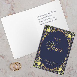 Carte Son Vows Marine Blue Faux Gold Vintage Bride Maria
