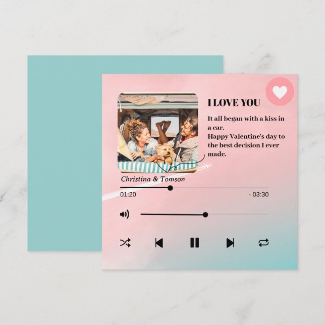 Carte Song Playlist Photo Love Valentine's Day Card (Devant / Derrière)