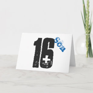 Carte Son's 16e jour, blanc, bleu et noir.