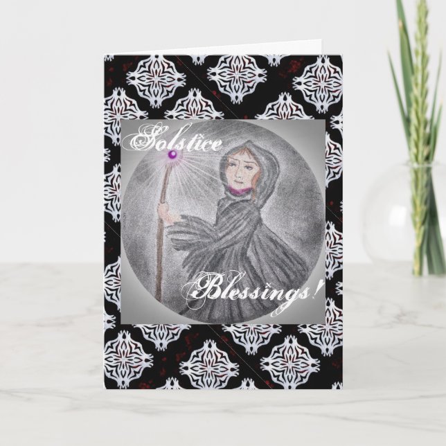 Carte Sorcière à neige solstice d'hiver Pagan (Devant)