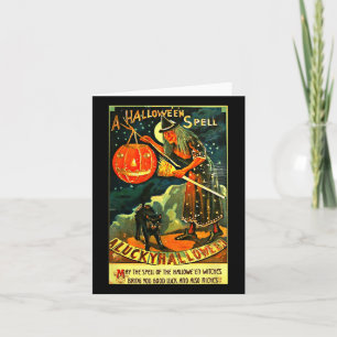 Carte Sorcière d'Halloween Art Retro vintage