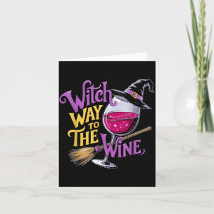 Carte Sorcière d'Halloween Chemin vers le vin Drôle de s