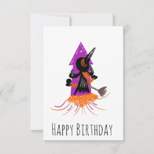 Carte Sorcière drôle Fusée d'artifice Halloween Annivers