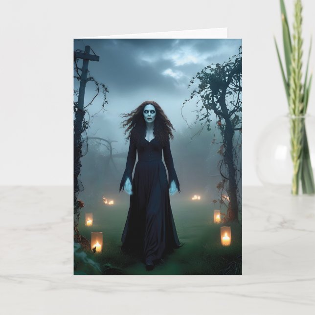 Carte Sorcière Magique et Effrayante "Joyeux Halloween ! (Devant)