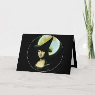 Carte Sorcière Mona Lisa Halloween Pleine lune