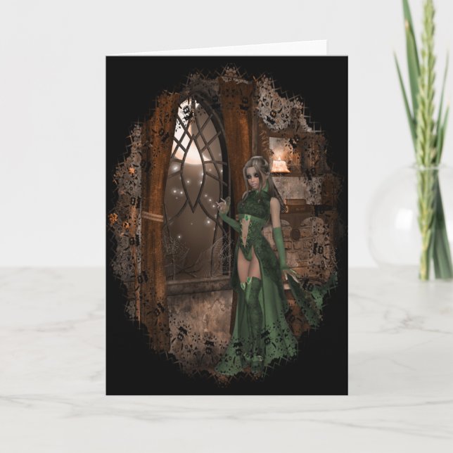 Carte Sorcière par la fenêtre :: Designs Halloween (Devant)