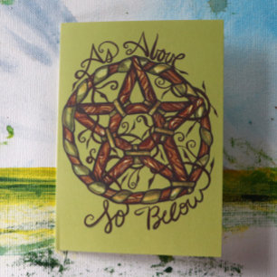 Carte Sorcière verte Pagan Pentacle Nature Wicca