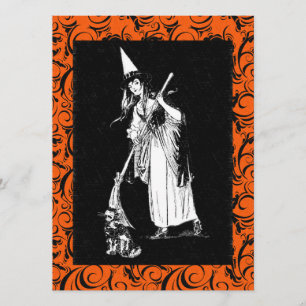 Carte Sorcière vintage de Halloween