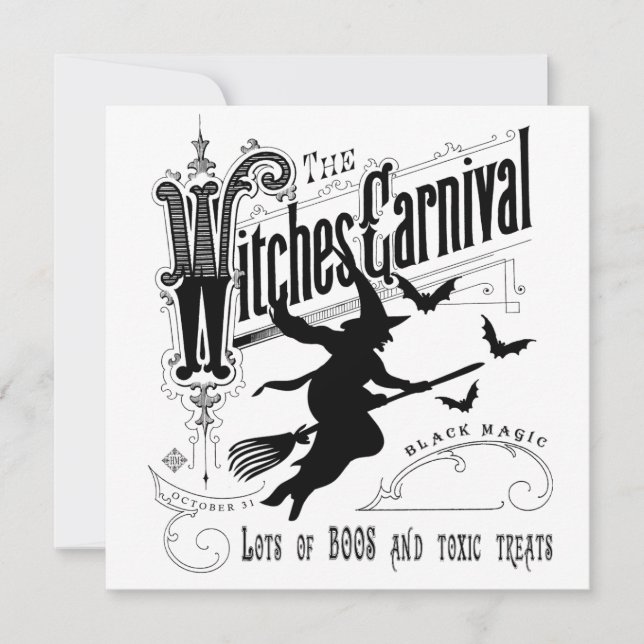 Carte Sorcière vintage d'Halloween (Devant)