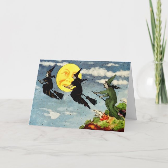 Carte Sorcière Volant Homme Dans Le Ciel Lune (Devant)