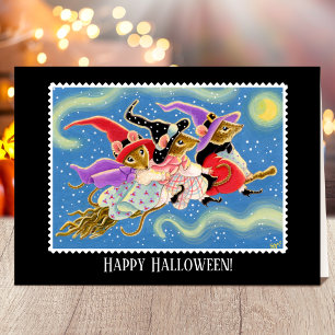 Carte Sorcières de souris Broomstick personnalisées Hall