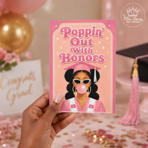 Carte Sortir avec les honneurs Fille diplômée rose clair