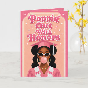 Carte Sortir avec les honneurs Fille noire diplômée Pink
