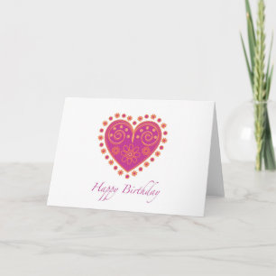 Carte Souhaitant le "joyeux anniversaire" avec le coeur