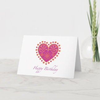 Carte Souhaitant le "joyeux anniversaire" avec le coeur