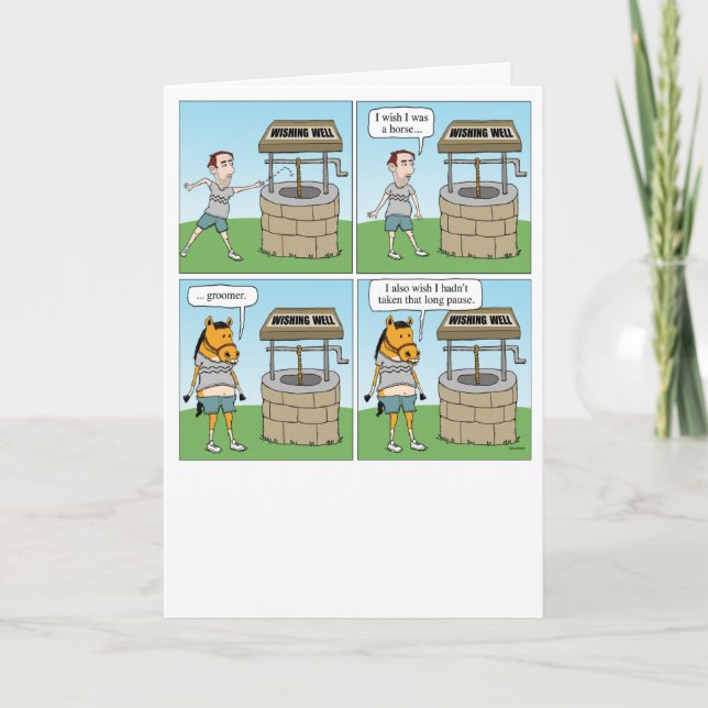Carte Souhaiter bien Cheval drôle Anniversaire (Devant)