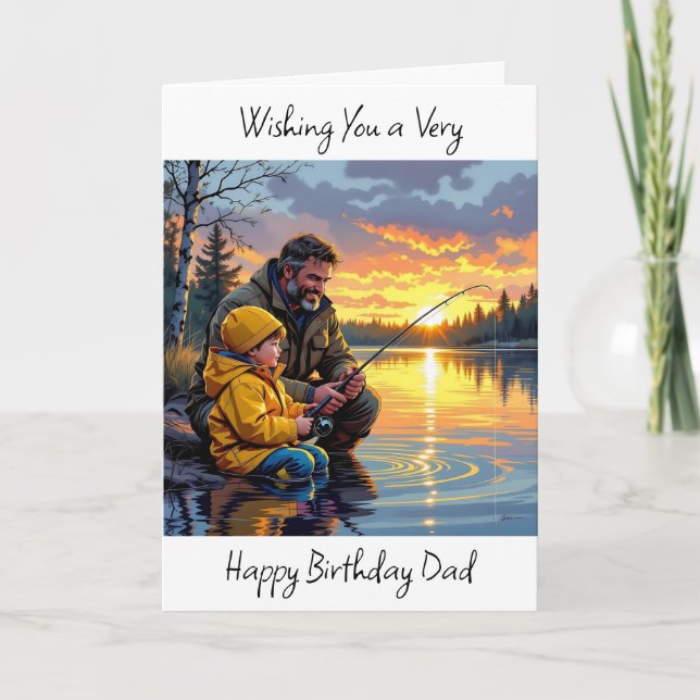 Carte Souhaitez à papa un joyeux anniversaire | Pêche no (Devant)