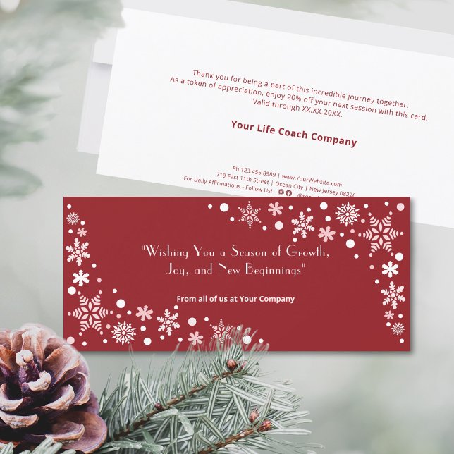 Carte Souhaitez-vous une saison de croissance, Joy Flat  (Wishing You a Season of Growth, Joy Flat Card, Business Season Greetings, Snowflakes)