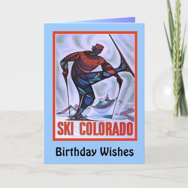 Carte Souhaits d'anniversaire, GSki le Colorado (Devant)