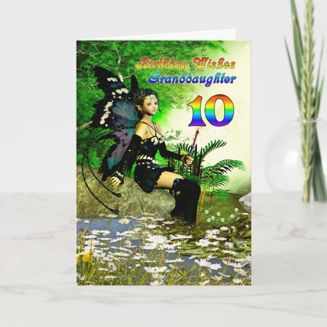Carte Souhaits d'anniversaire pour Grandddaughte, 10 d'u (Devant)