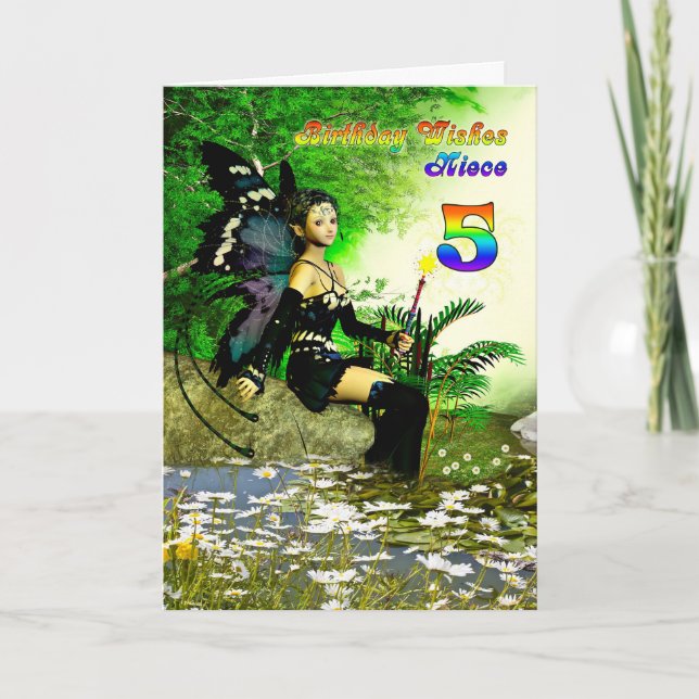 Carte Souhaits d'anniversaire pour une nièce d'âge 5 d'u (Devant)