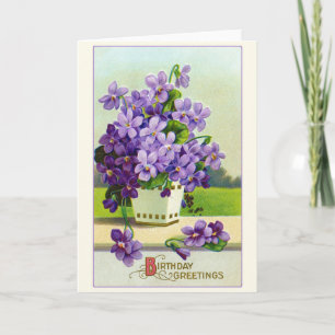 Carte Souhaits d'anniversaire vintages Fleurs de Pansy V