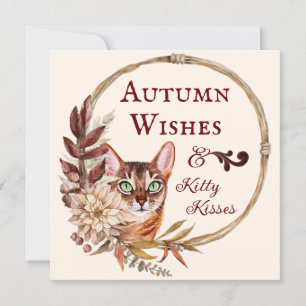 Carte Souhaits d'automne & Baisers Kitty, Salutation d'a