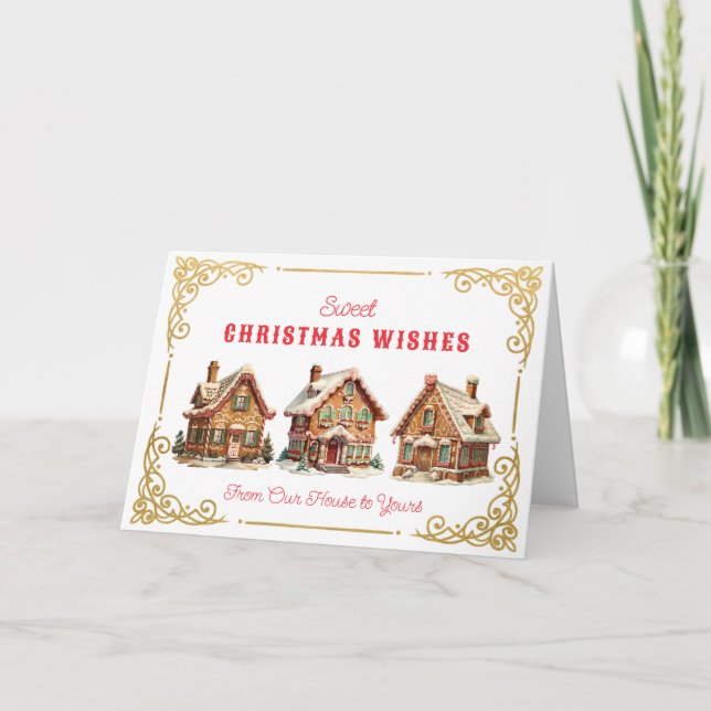 Carte Souhaits de Noël doux | Maison en pain d'épices (Devant)