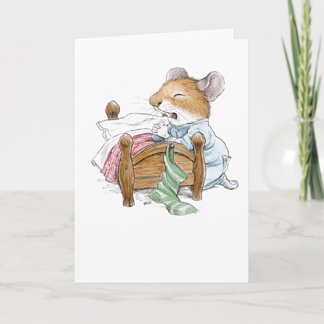 Carte Souhaits de Noël priant la souris (Devant)