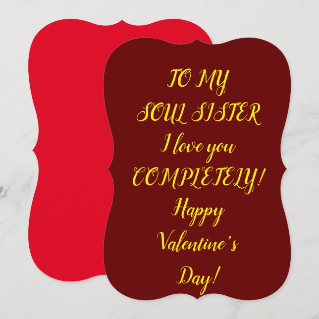Carte Soul Sister Flat Valentine's Day Card (Devant / Derrière)