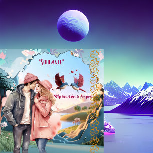 Carte Soulmate Lovebirds Couple Citation romantique Vale