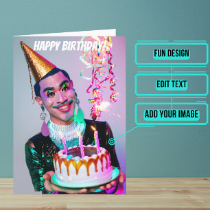Carte Sourire asiatique Drag Queen drôle Anniversaire