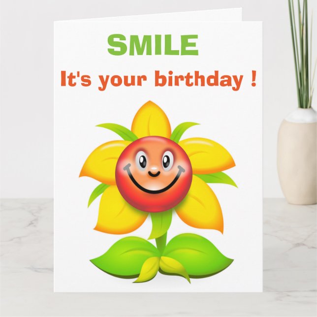 CARTE SOURIRE, C'EST TON ANNIVERSAIRE. (Devant)