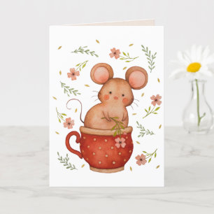 Carte Souris Aquarelle Cute Dans Un Teup Anniversaire
