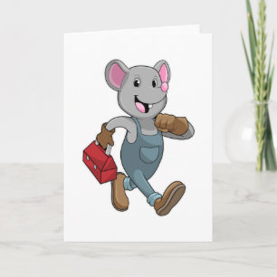 Carte Souris bricoleur avec boîte à outils