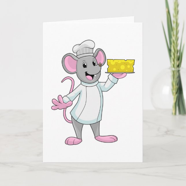 Carte Souris comme cuisinier avec du fromage (Devant)