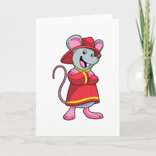 Carte Souris comme pompier avec casque