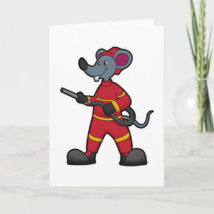 Carte Souris comme pompier avec tuyau d'incendie