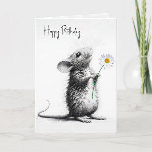Carte Souris D'Anniversaire Avec Basière Blanche