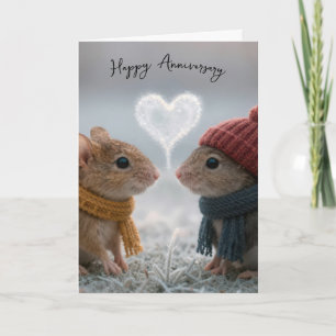 Carte Souris d'anniversaire avec un cœur givré