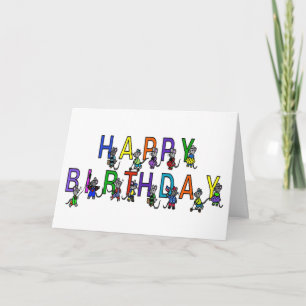 Carte souris d'anniversaire d'enfant amusant en couleurs